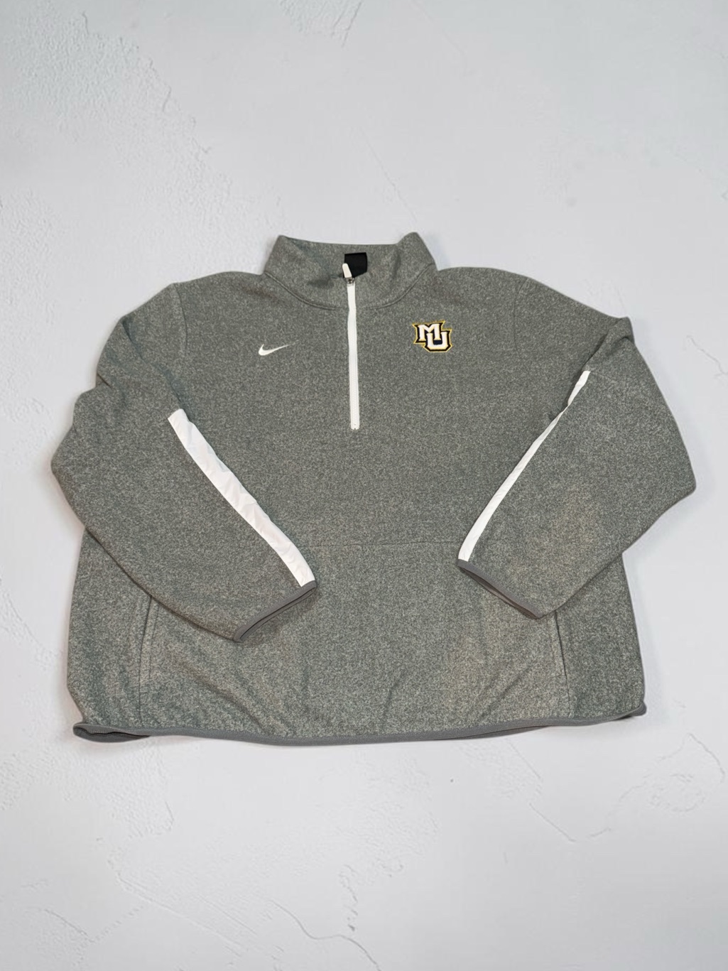 Nike Gray Marquette 1/4 Zip Fleece Pullover With White Accents (Xxl)